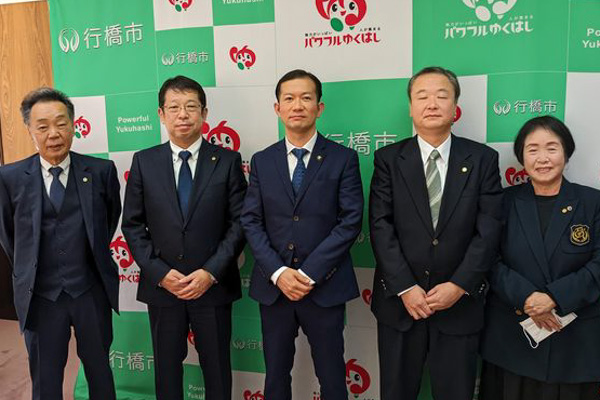 <br />
行橋市　工藤政宏市長を表敬訪問（行政書士会村岡理事、福政連石川幹事、京築支部山下支部長とご一緒）